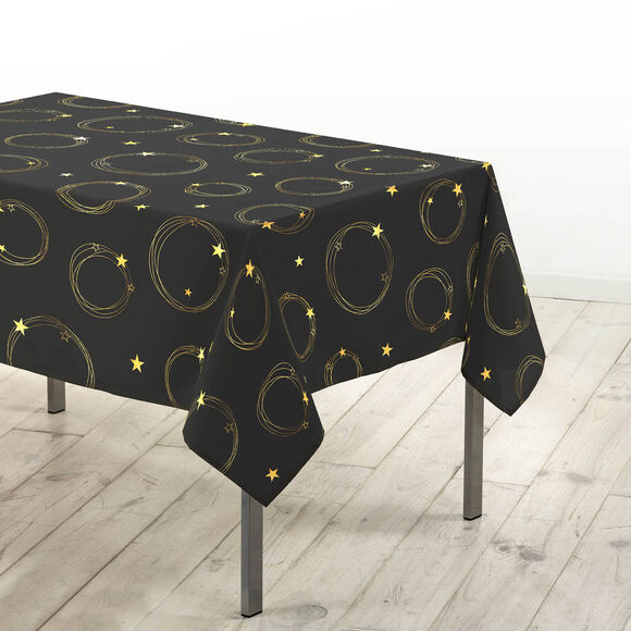 Nappe imprimée étoiles dorées (noir / doré) Nappe imprimée étoiles dorées (noir / doré)